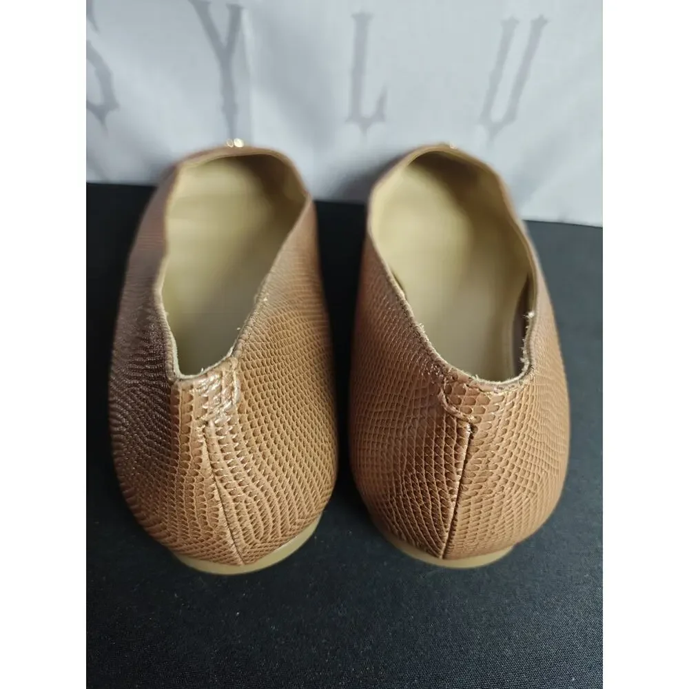 MICHAEL KORS Women's 7.5 Brown Textured Flats New
